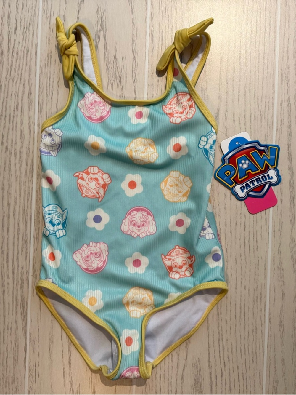 Paw Patrol Girls 3T One Piece‎ Swimsuit UPF 50 Blue Tie Strap NWT